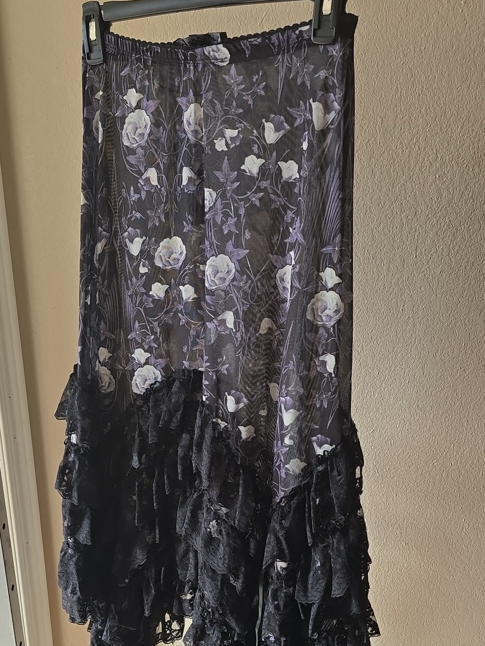 Dolls Kill Black & Purple Floral Maxi Skirt